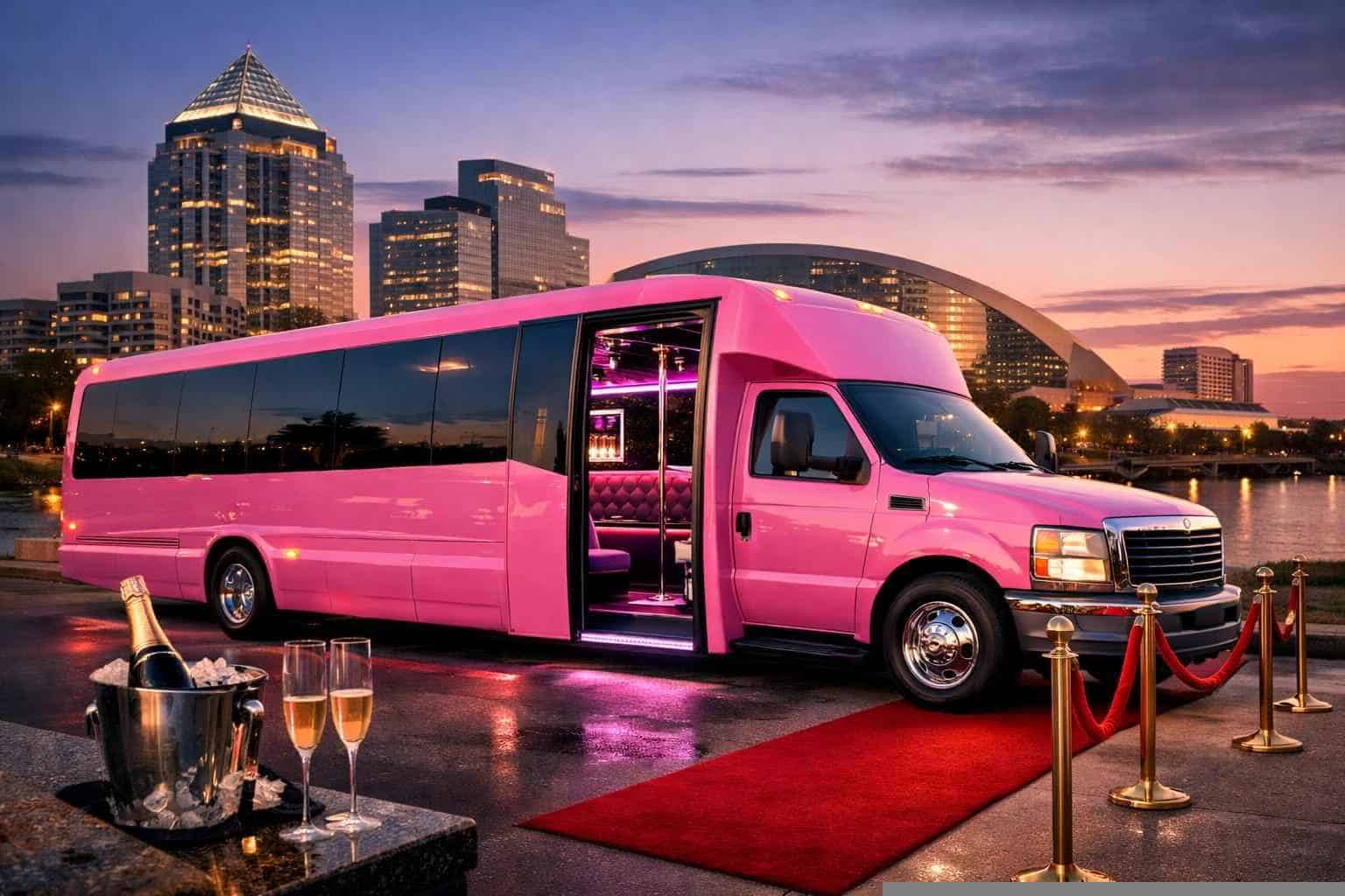 Best Pink Party Bus Rental in Frisco Texas