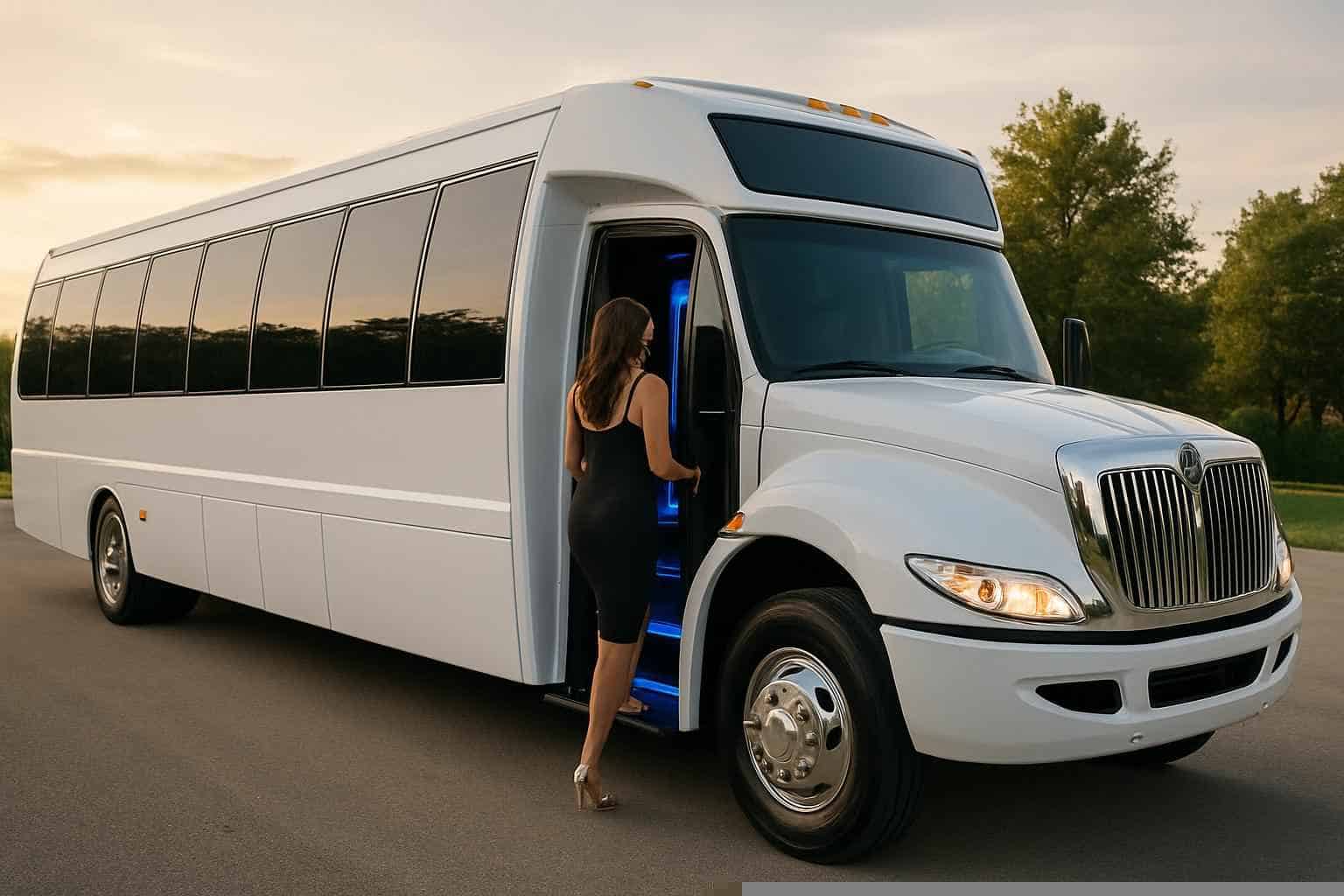 Best White Party Bus Rental in Lewisville Texas