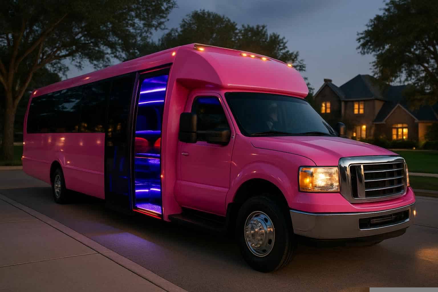 Carrollton Texas Pink Party Bus Rental