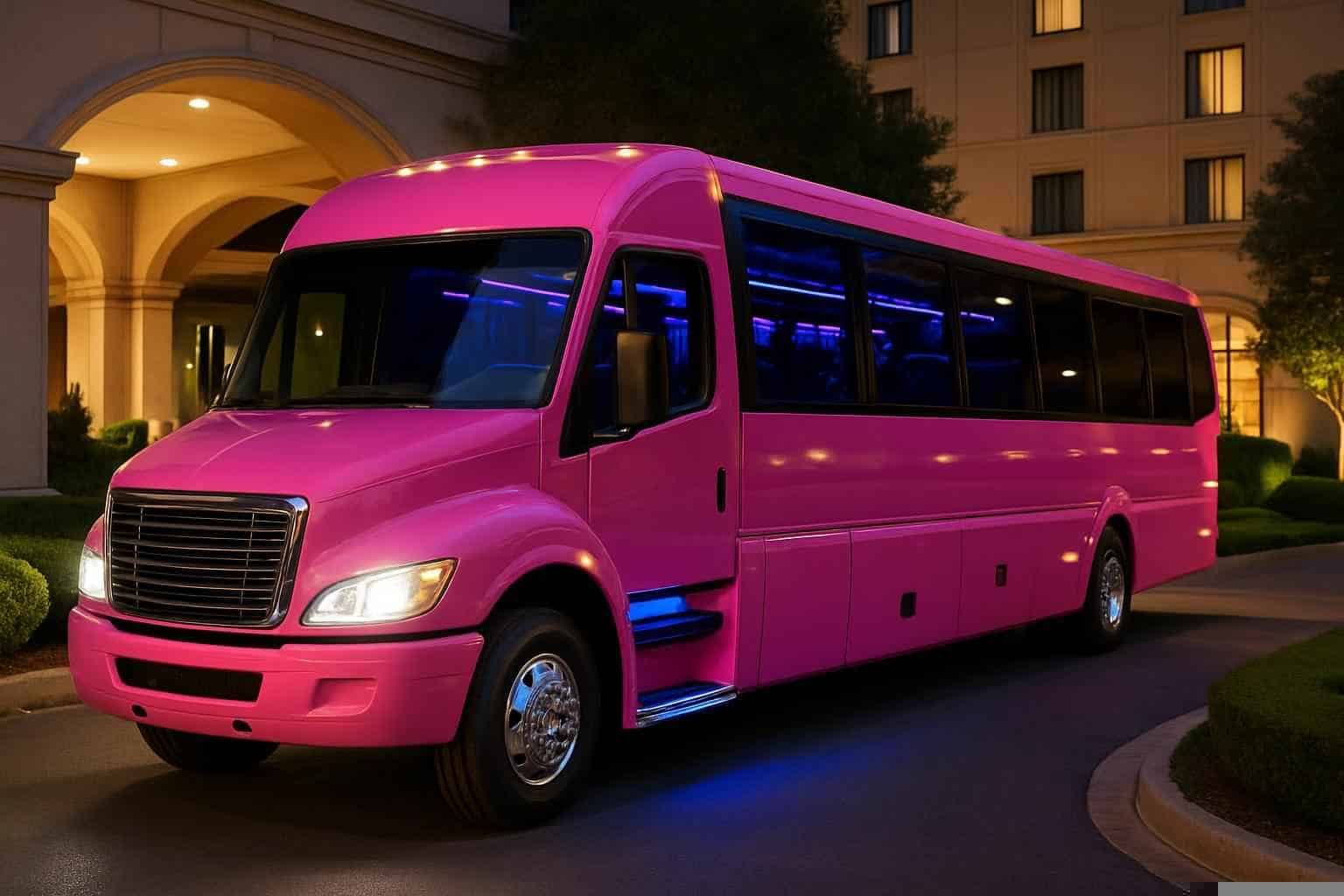 Farmers Branch Texas Pink Party Bus Rental