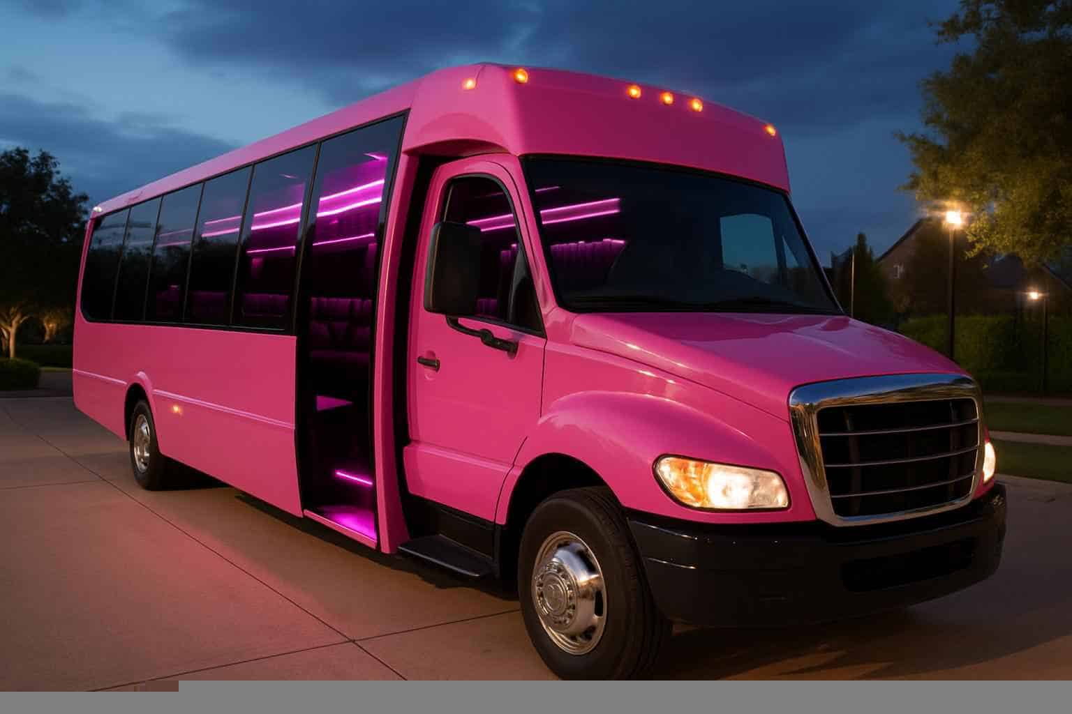 Flower Mound Texas Pink Party Bus Rental