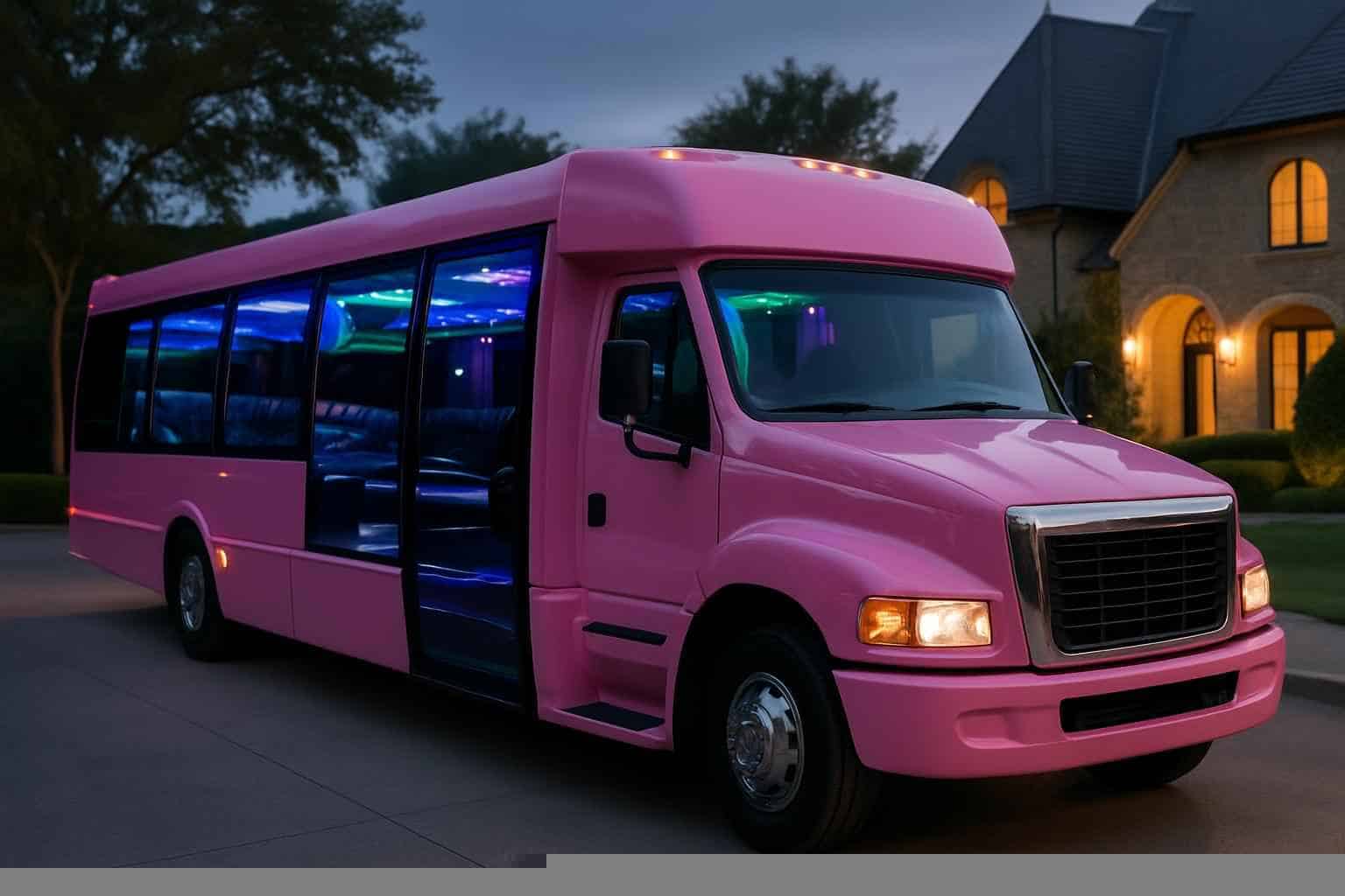 Lewisville Texas Pink Party Bus Rental