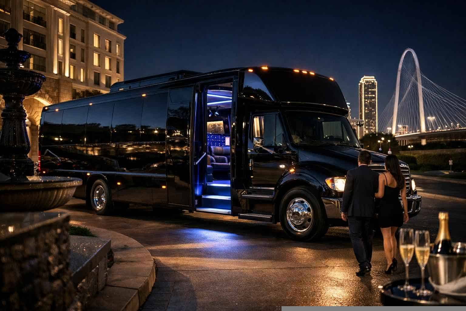 Luxury Black Party Bus Rental in Frisco Texas