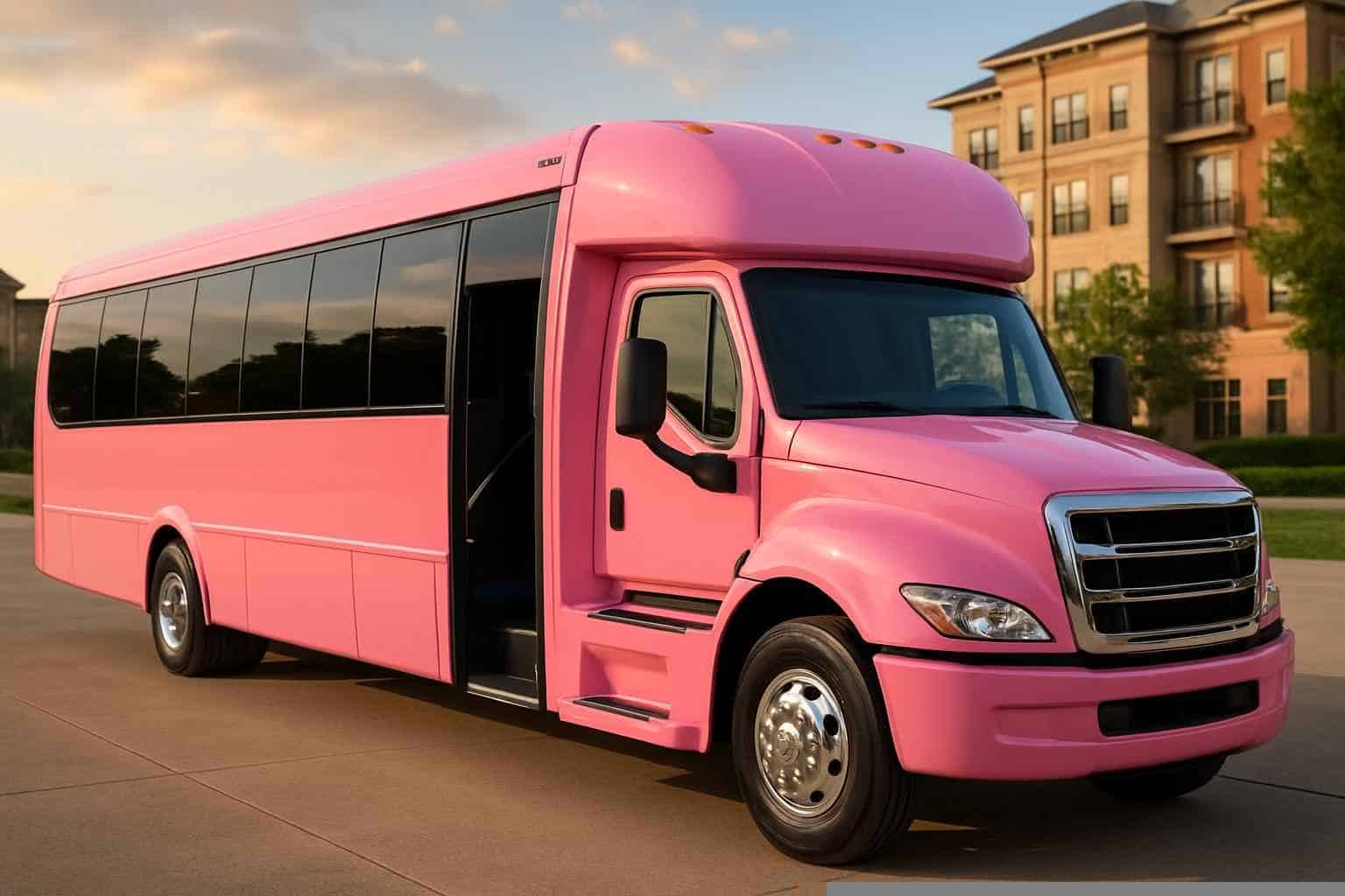 Luxury Pink Party Bus Rental in Addison Texas