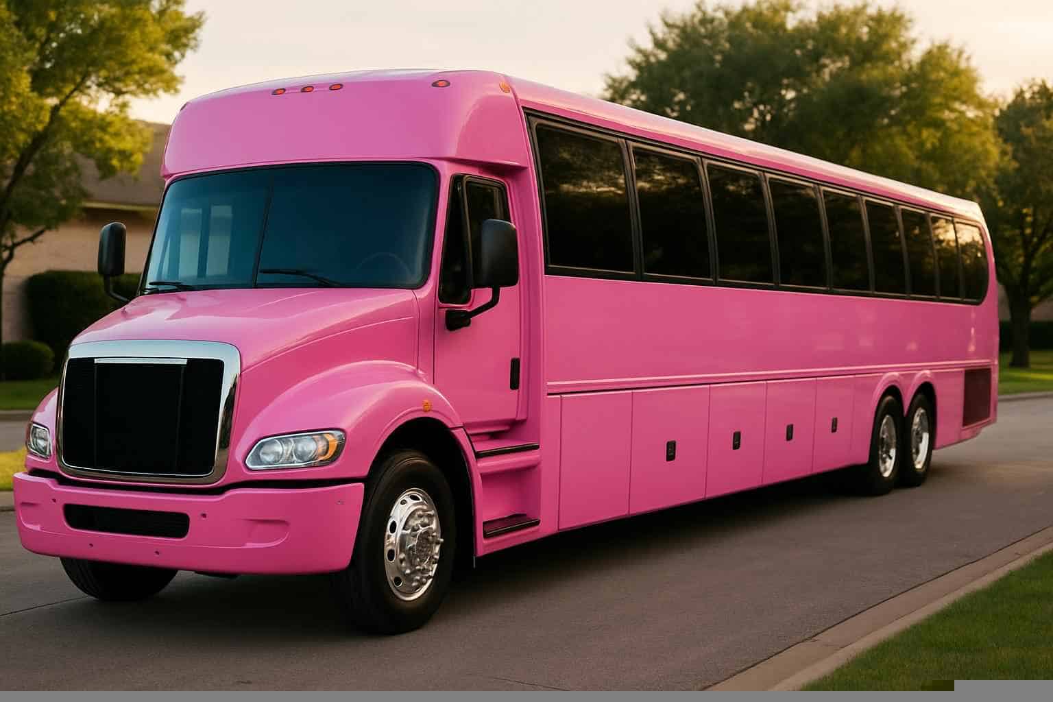 Luxury Pink Party Bus Rental in Coppell Texas
