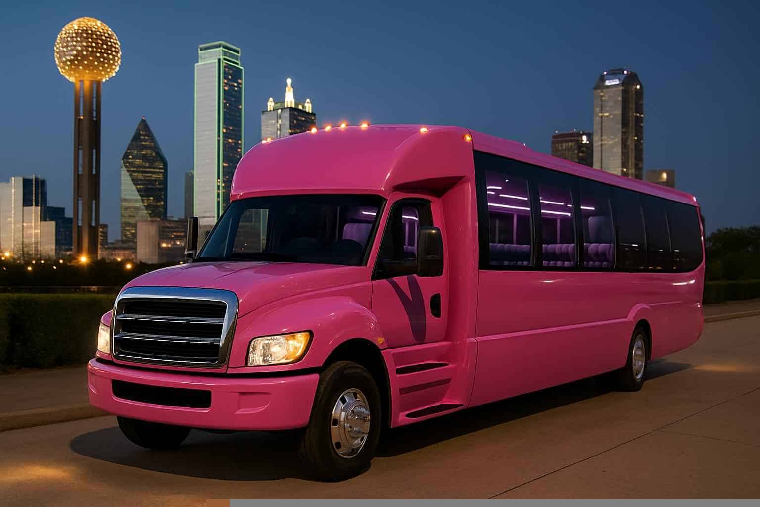 Luxury Pink Party Bus Rental in Dallas Texas