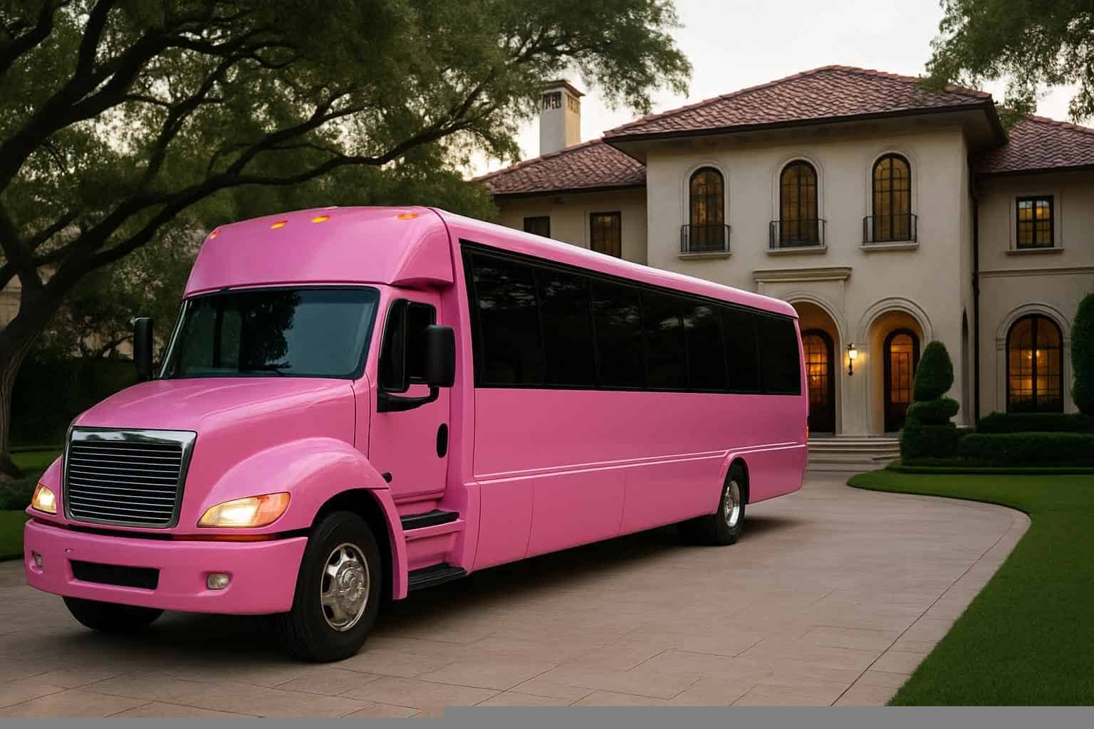 Luxury Pink Party Bus Rental in Highland Park Texas