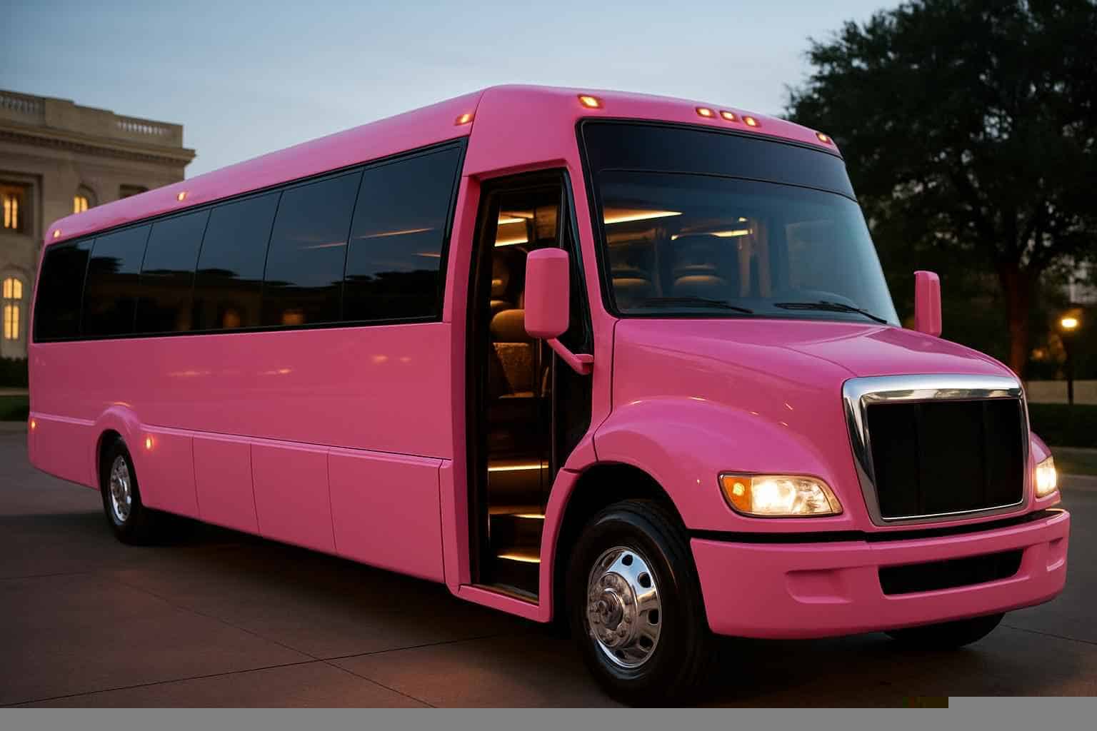 Luxury Pink Party Bus Rental in Irving Texas
