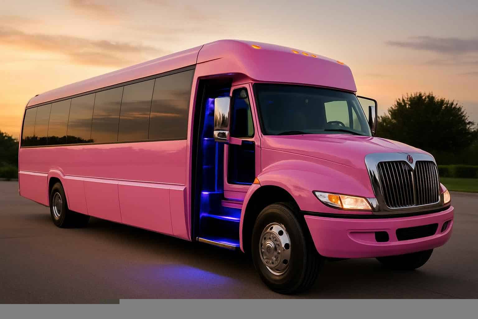 Luxury Pink Party Bus Rental in Lewisville Texas