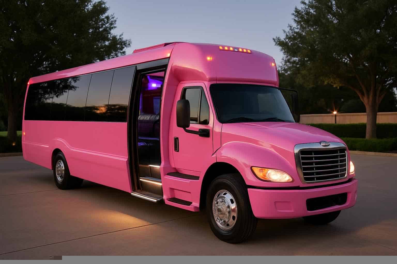 Luxury Pink Party Bus Rental in The Colony Texas