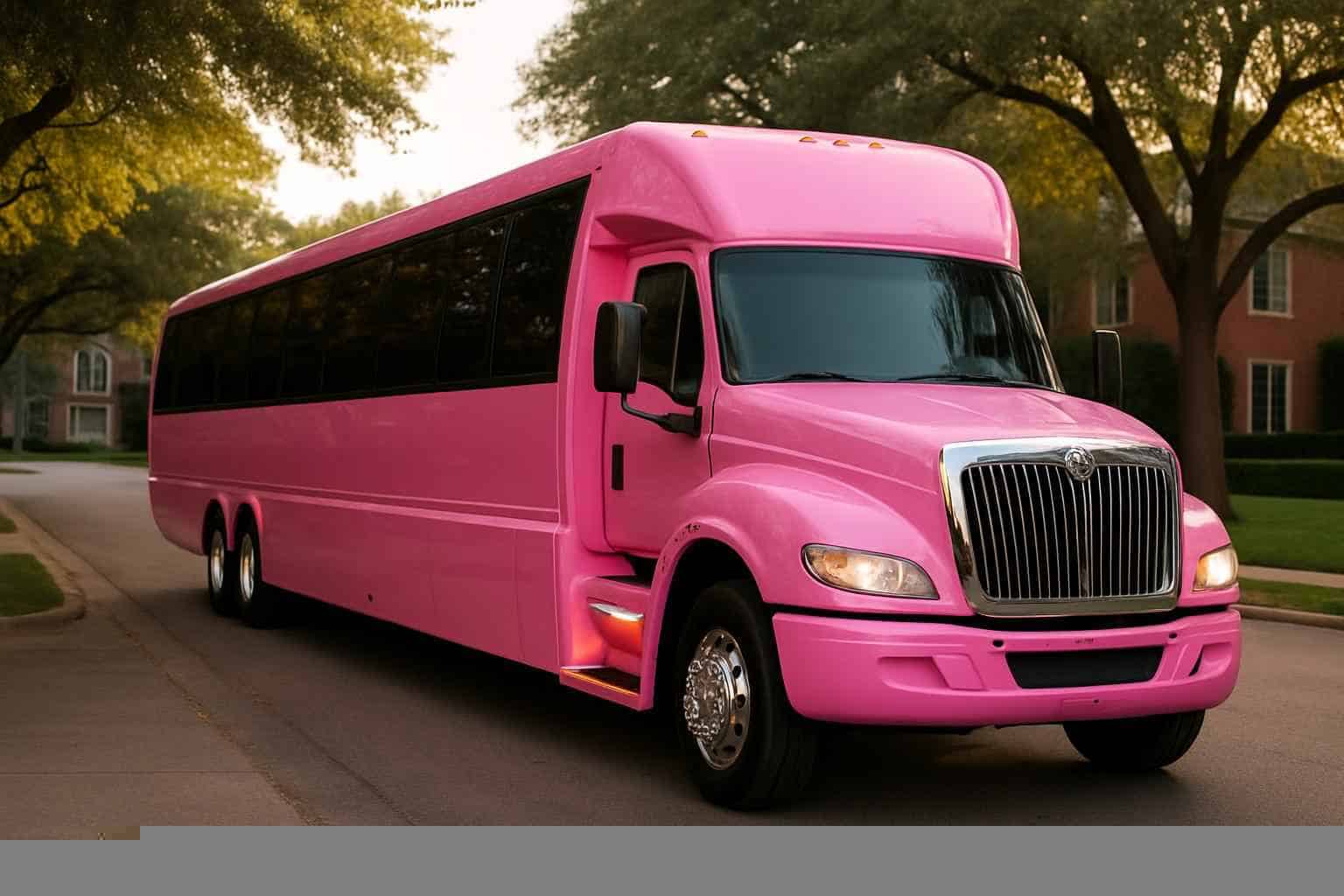 Luxury Pink Party Bus Rental in University Park Texas