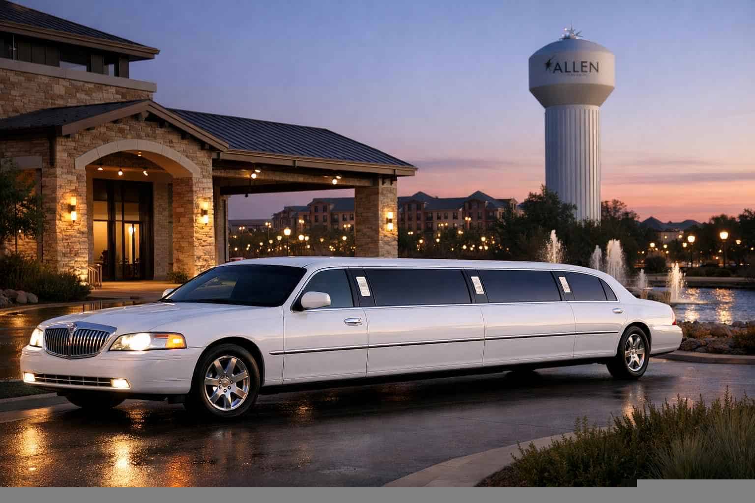 Luxury White Limo Rental in Allen Texas