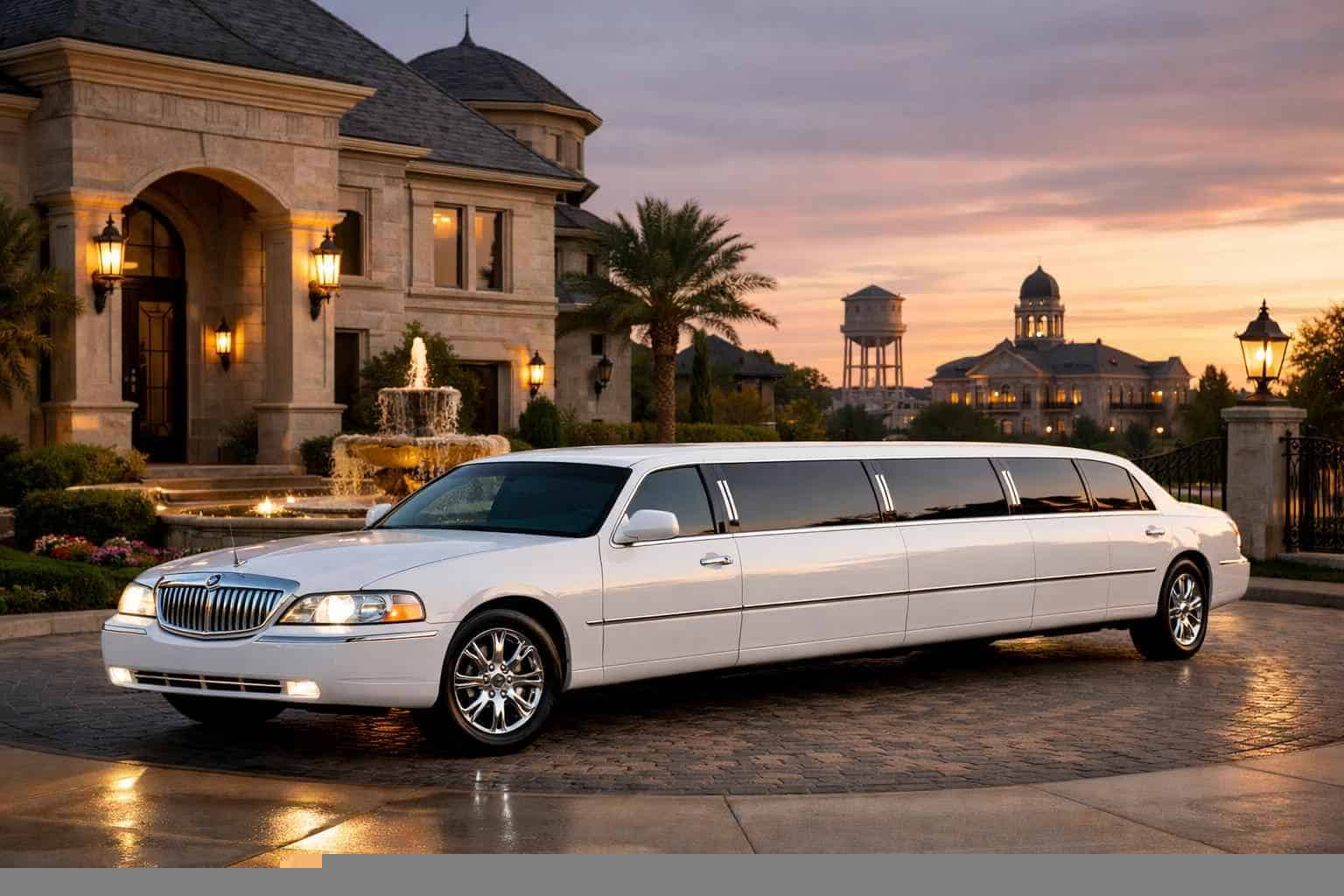 Luxury White Limo Rental in McKinney Texas