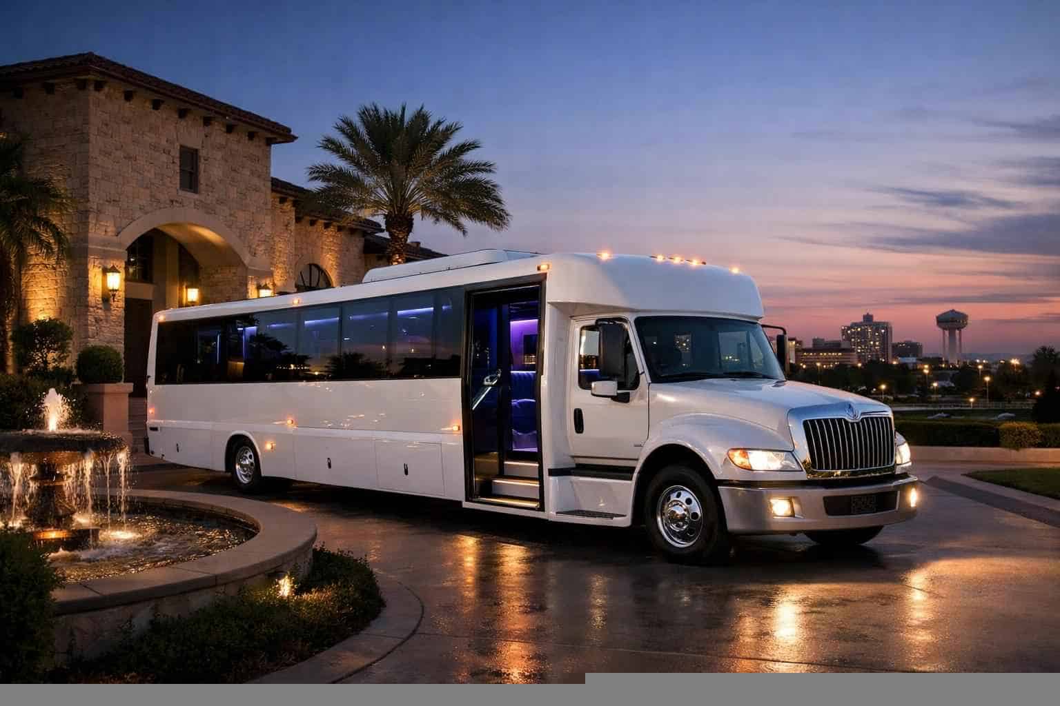 Luxury White Party Bus Rental in Allen Texas