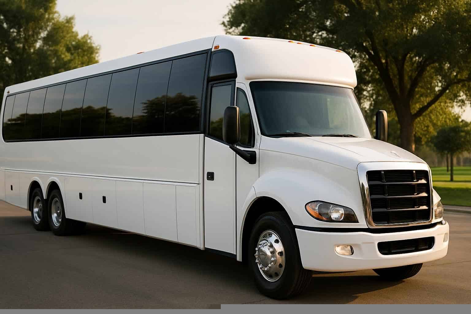 Luxury White Party Bus Rental in Carrollton Texas
