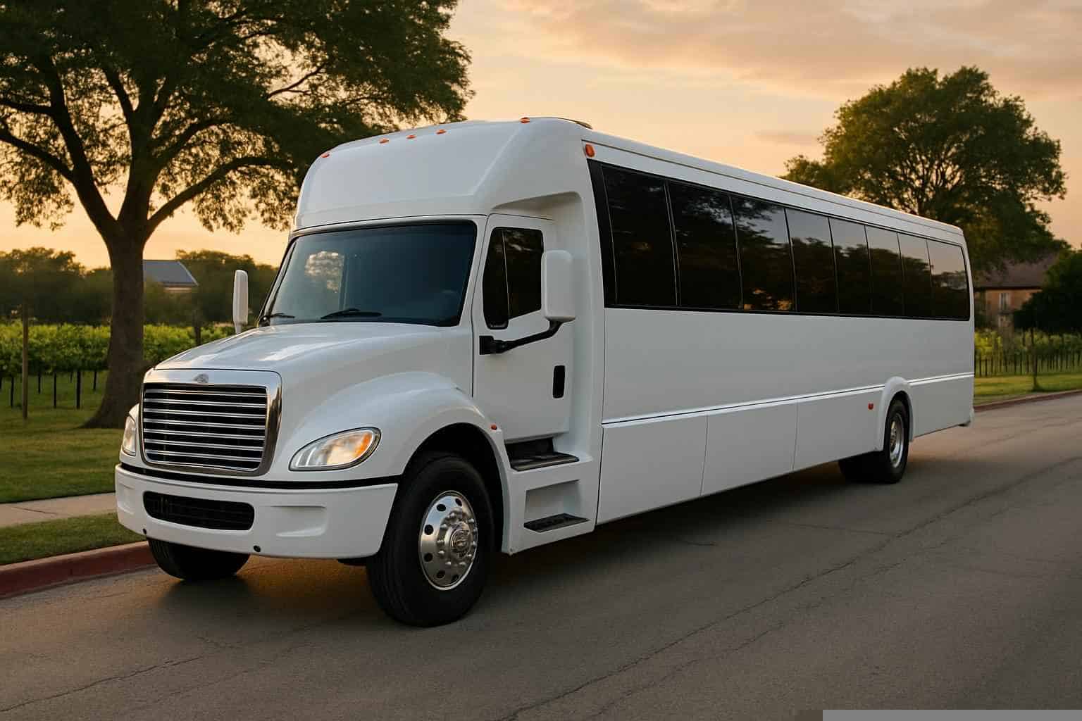 Luxury White Party Bus Rental in Grapevine Texas