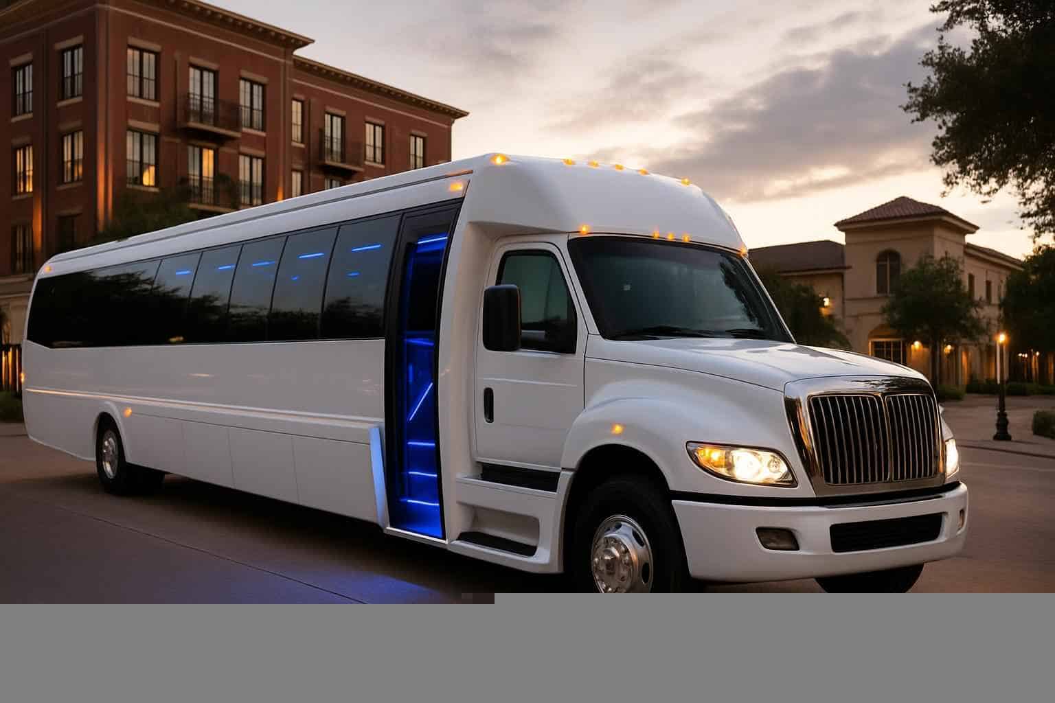 Luxury White Party Bus Rental in Richardson Texas