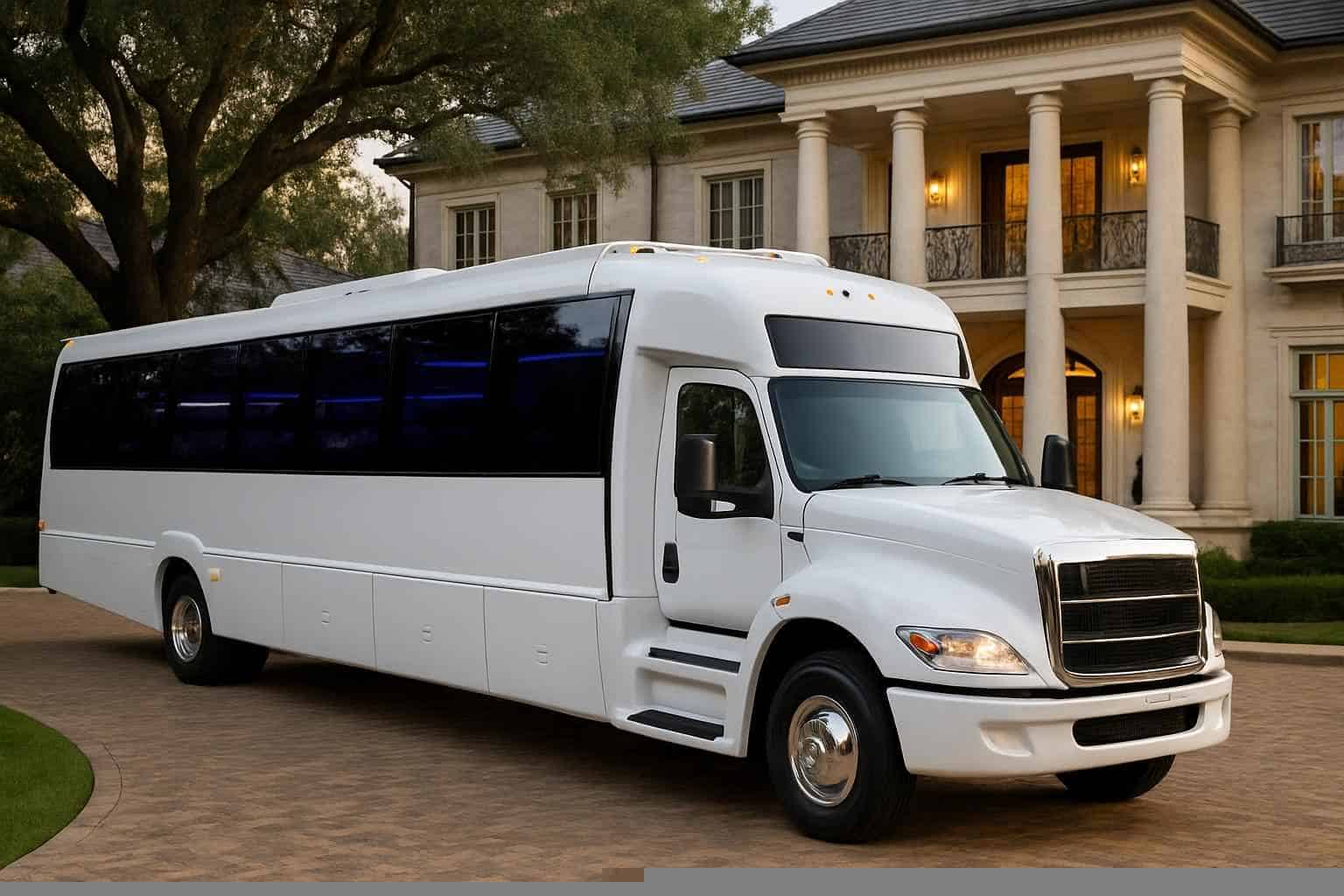 Luxury White Party Bus Rental in University Park Texas