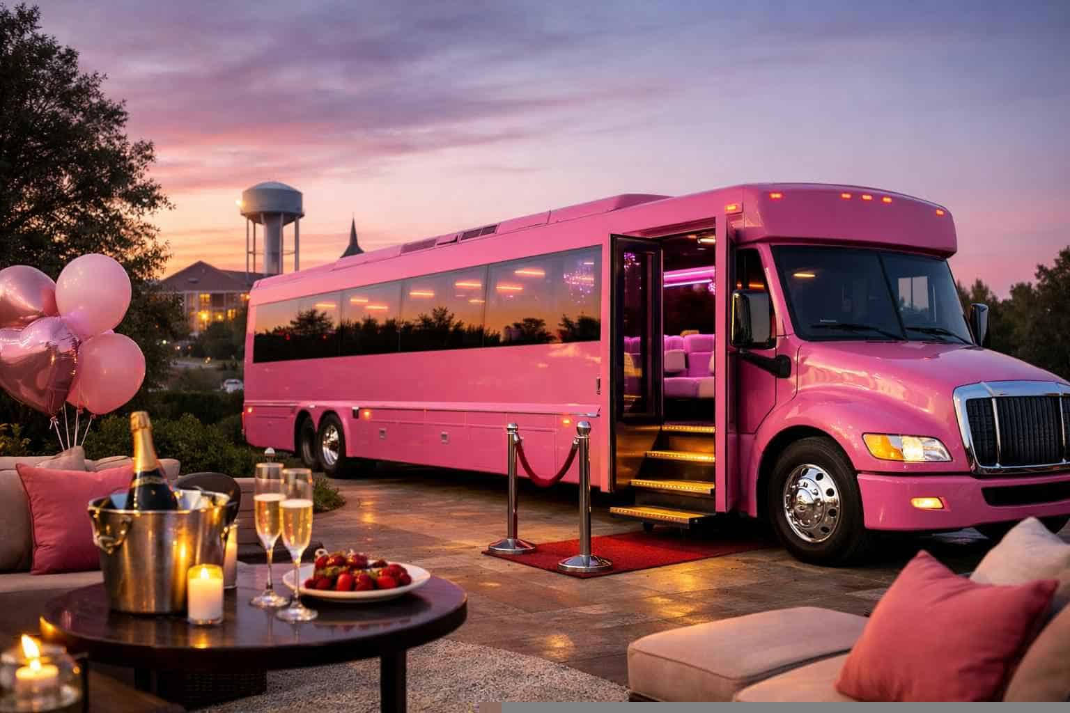 McKinney Texas Pink Party Bus Rental
