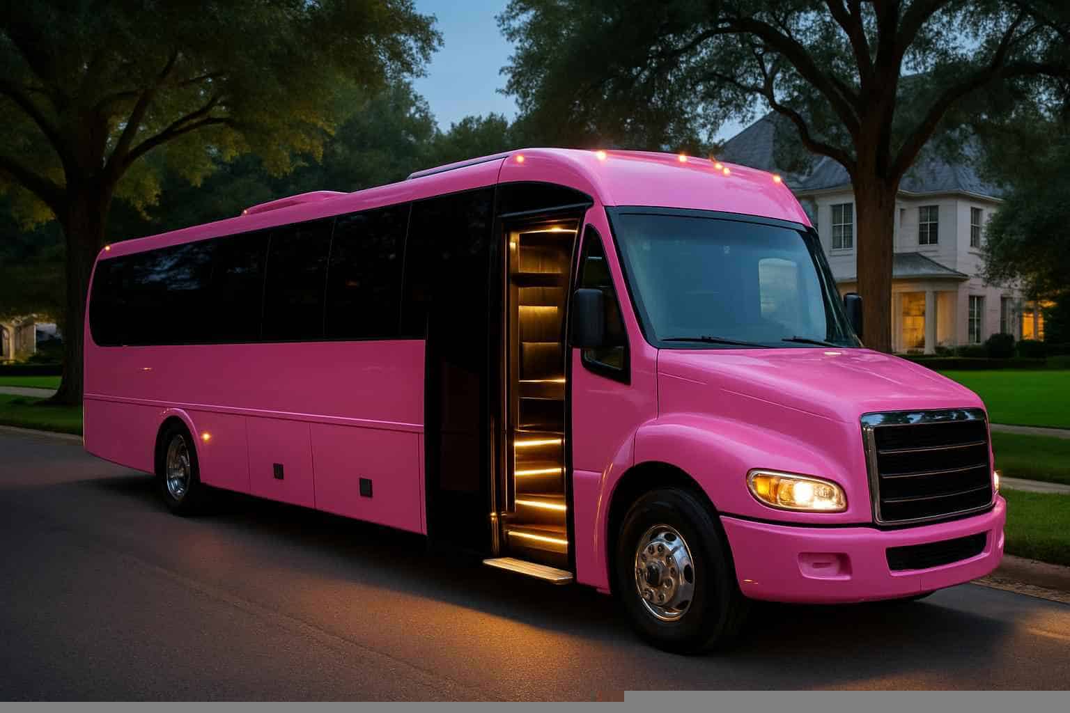 Pink Party Bus Rental Near Me Highland Park TX