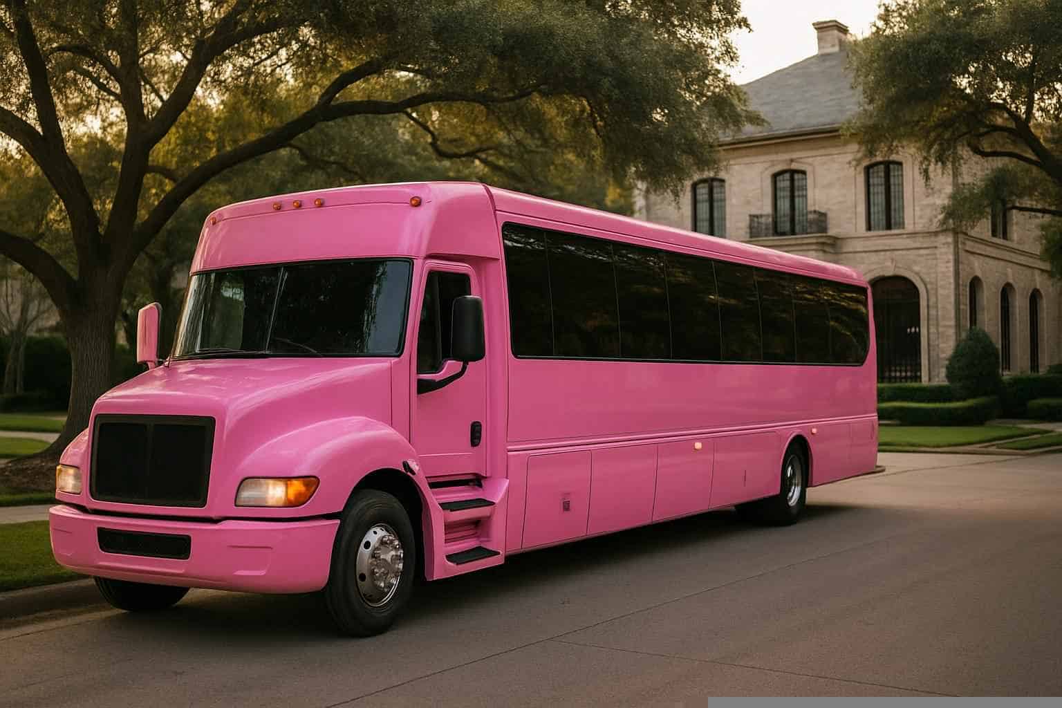 Pink Party Buses in Highland Park Texas