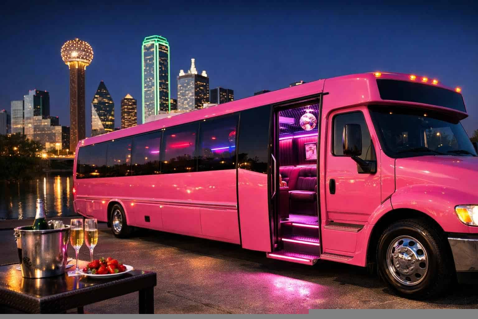 Plano Texas Pink Party Bus Rental
