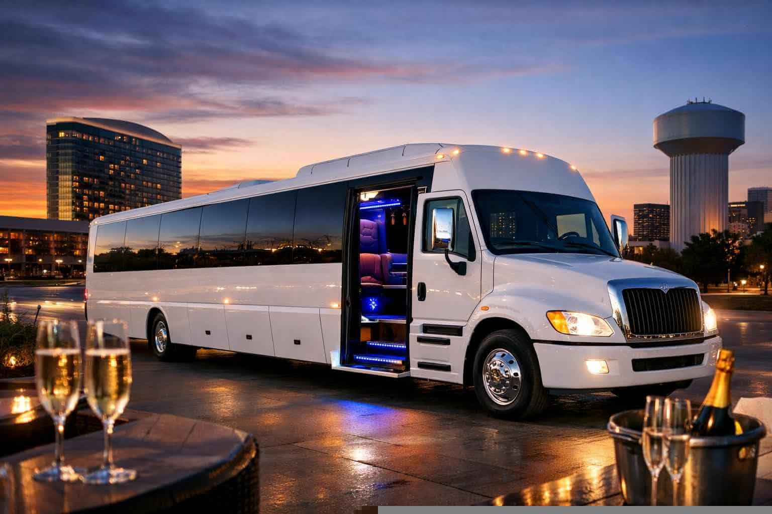 White Party Bus Rental Near Me Frisco TX