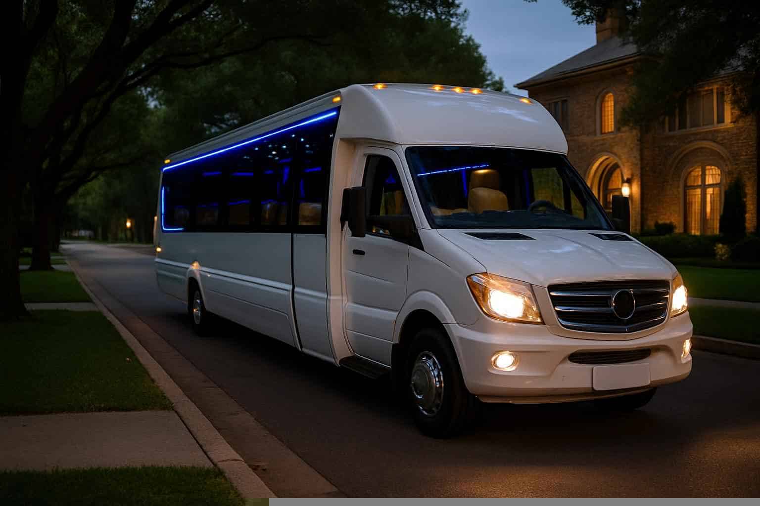 White Party Bus Rental Near Me Highland Park TX