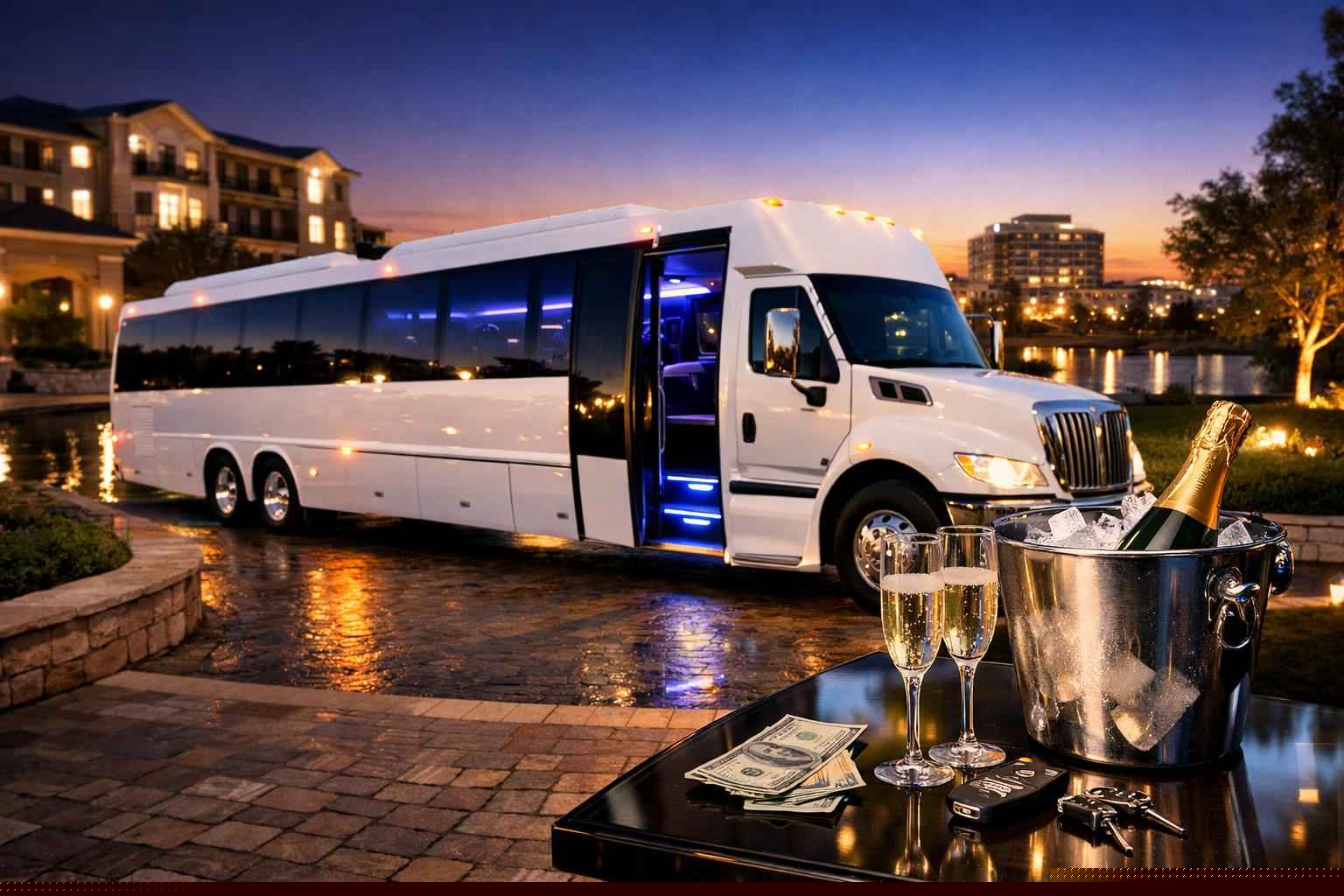 White Party Bus Rental Prices in Allen TX