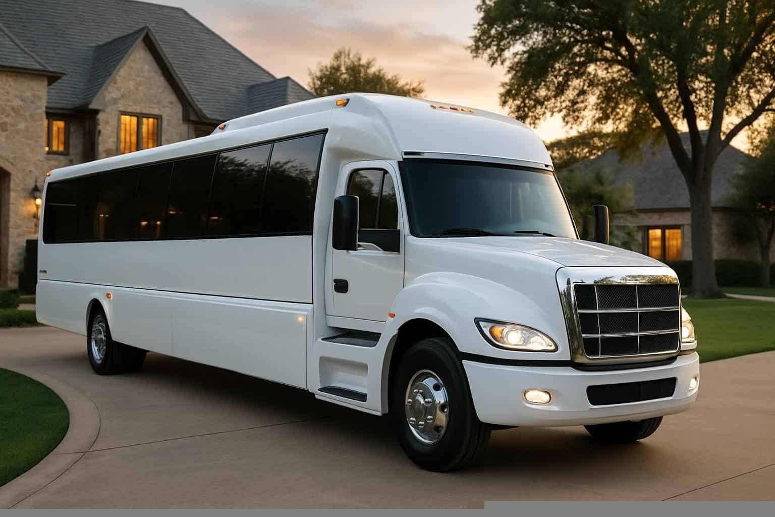 White Party Bus Rental Prices in Flower Mound TX