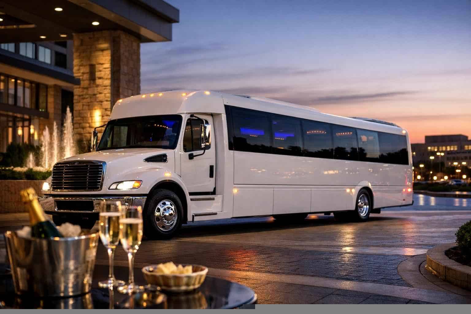 White Party Bus Rental Prices in Frisco TX