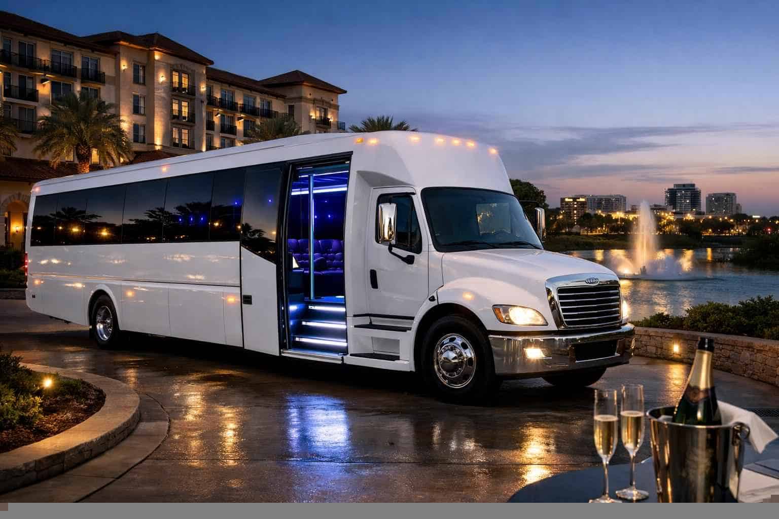 White Party Bus Rental Services in Frisco Texas