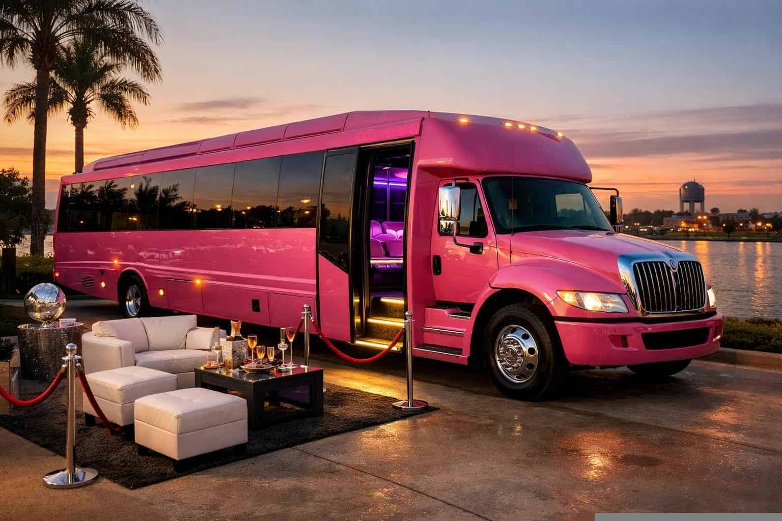 Best Pink Party Bus Rental in Rowlett Texas
