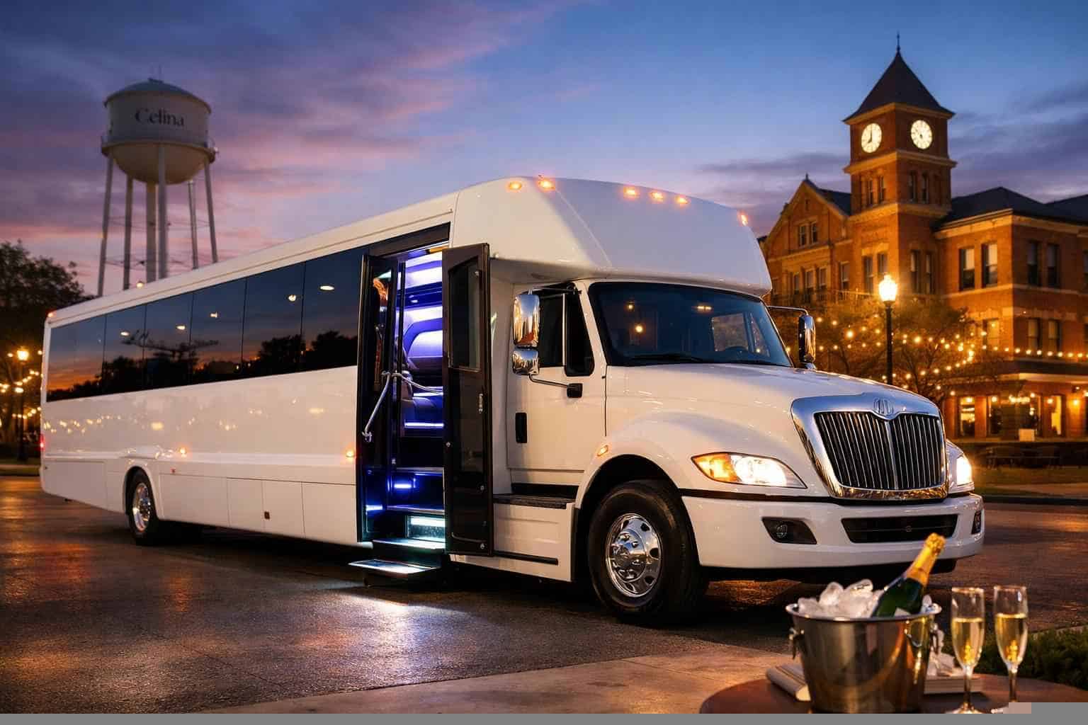 Best White Party Bus Rental in Celina Texas