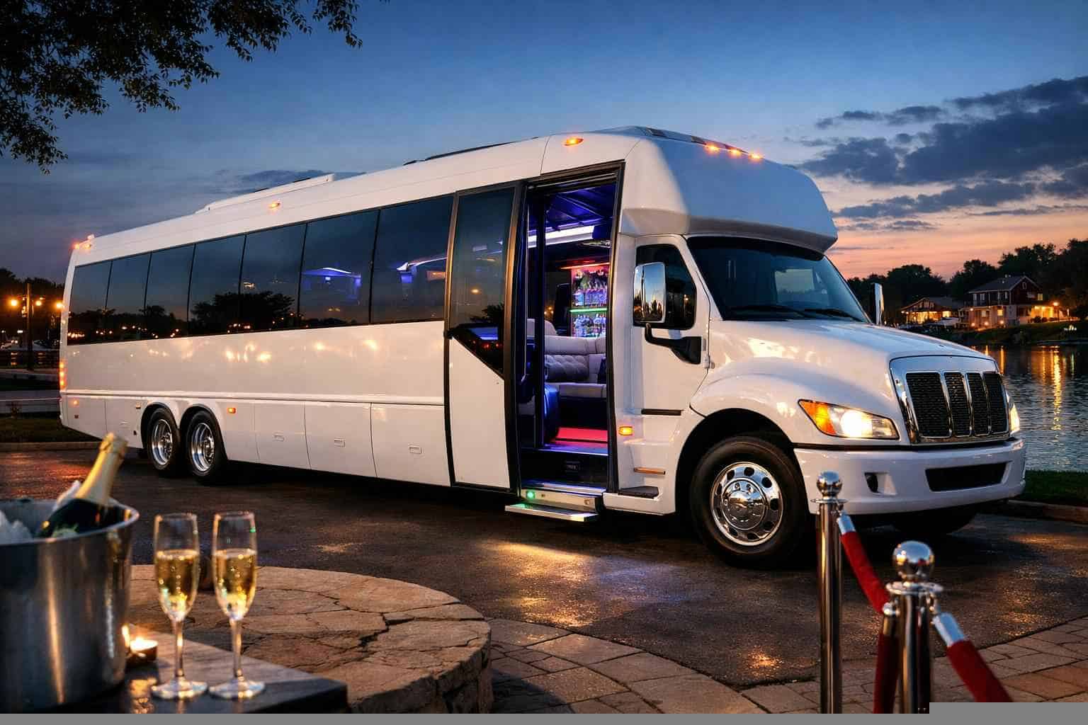Best White Party Bus Rental in Little Elm Texas