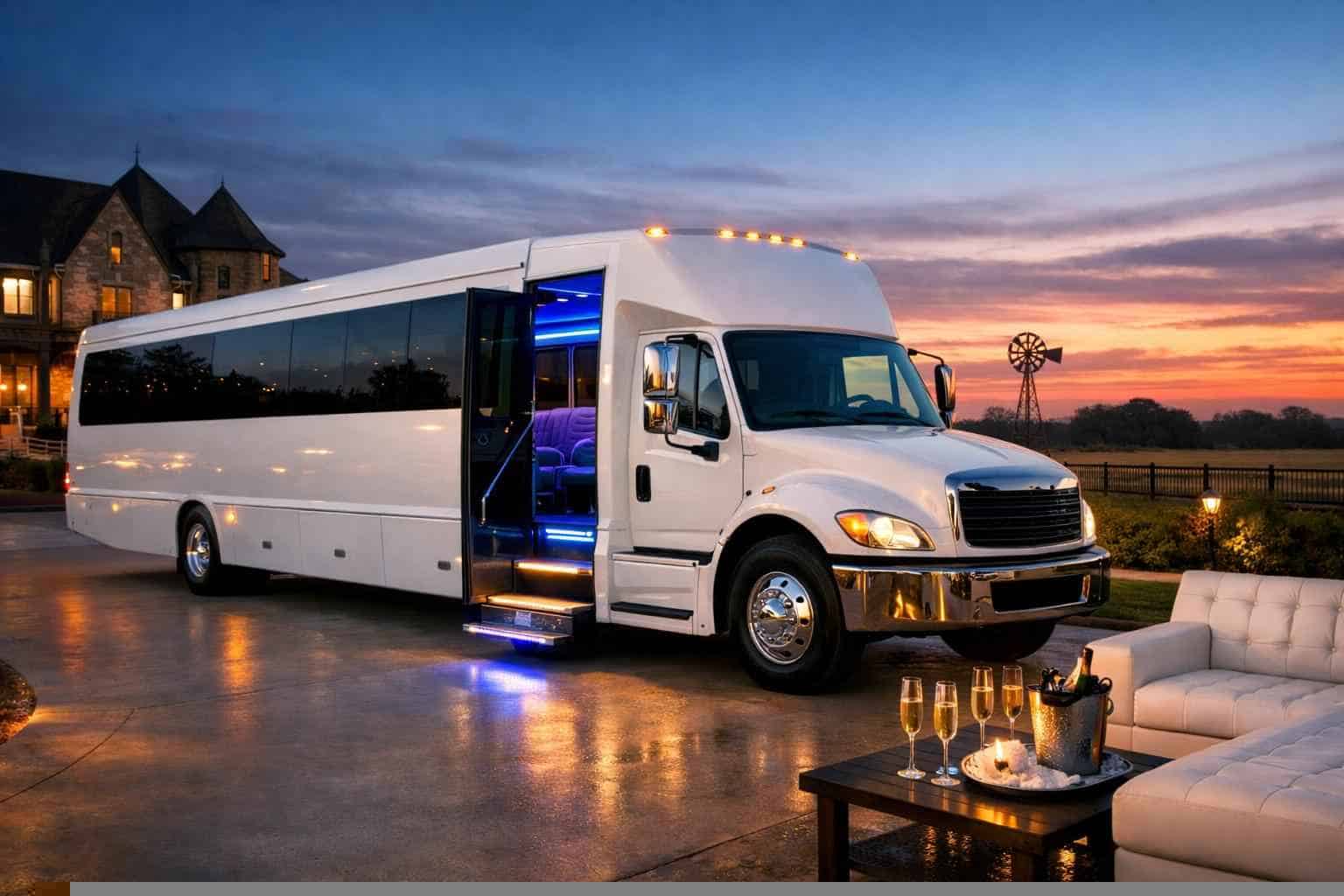 Best White Party Bus Rental in Prosper Texas