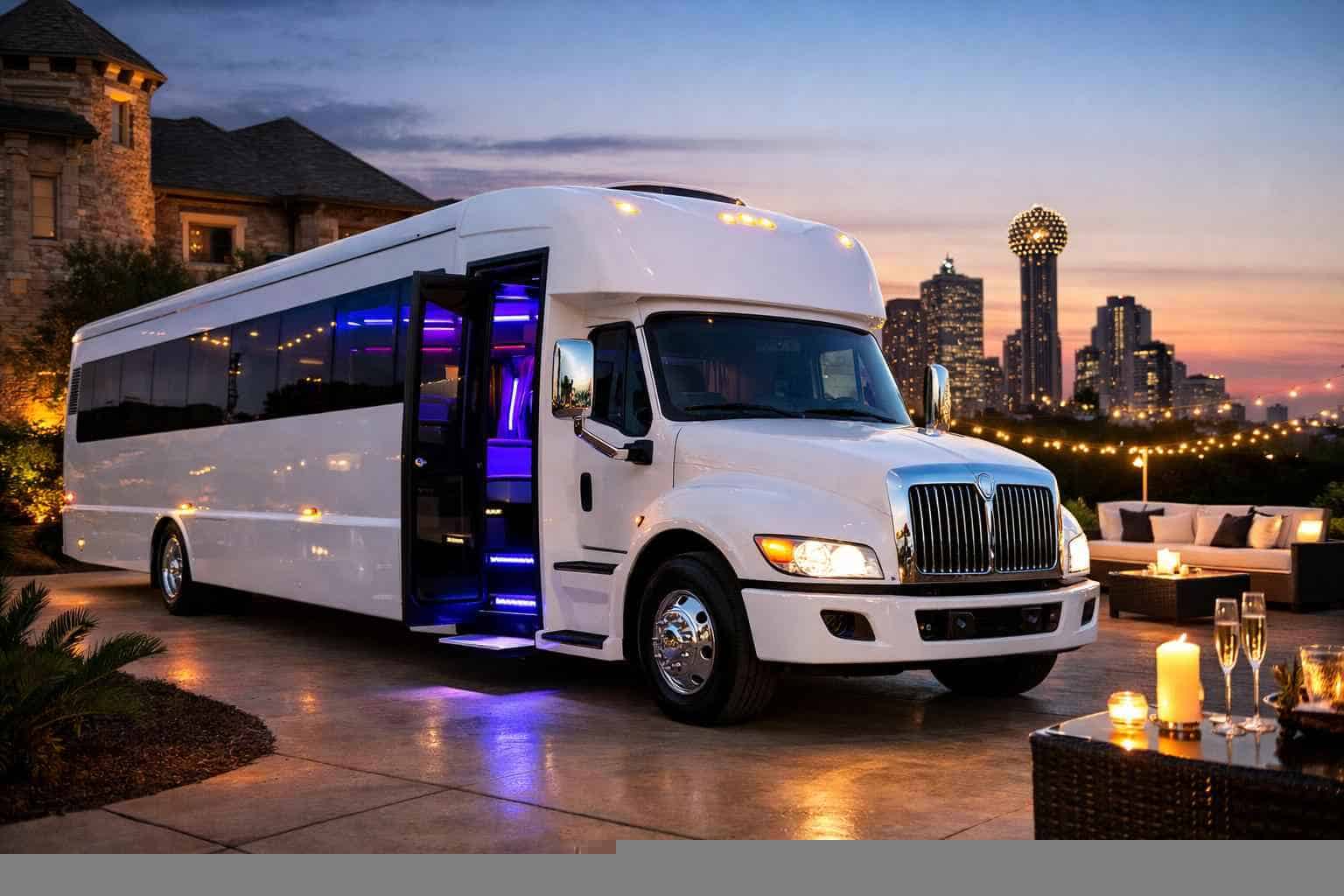 Best White Party Bus Rental in Sachse Texas