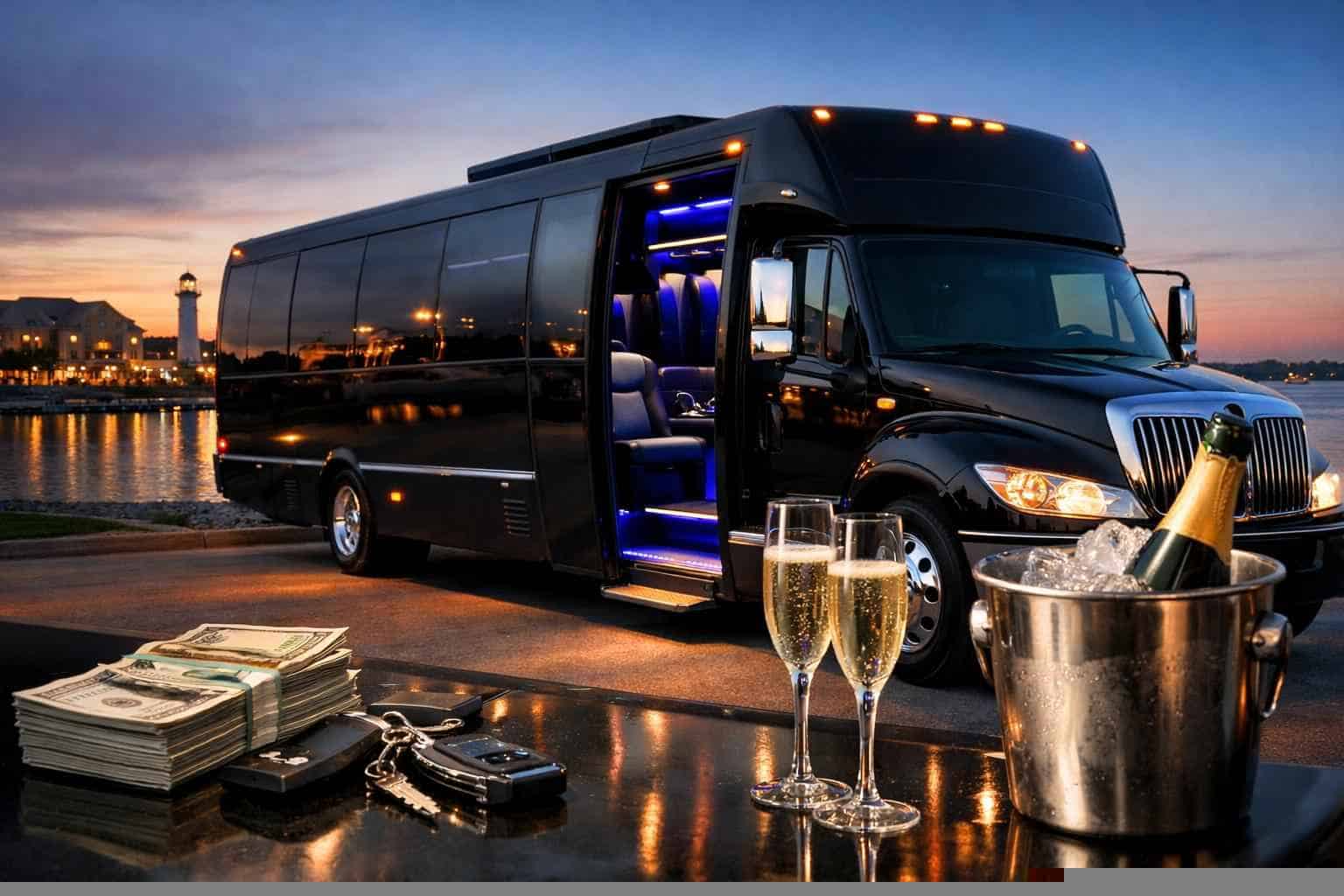 Black Party Bus Rental Prices in Rockwall TX
