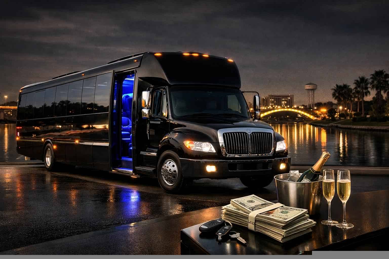Black Party Bus Rental Prices in Rowlett TX