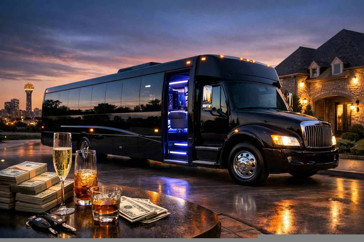 Black Party Bus Rental Prices in Sachse TX