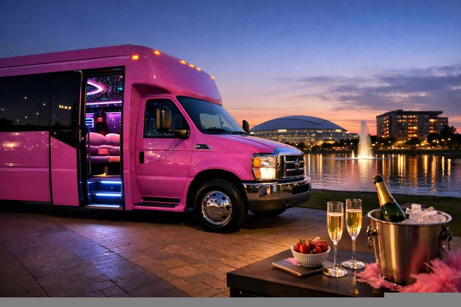 Grand Prairie Texas Pink Party Bus Rental
