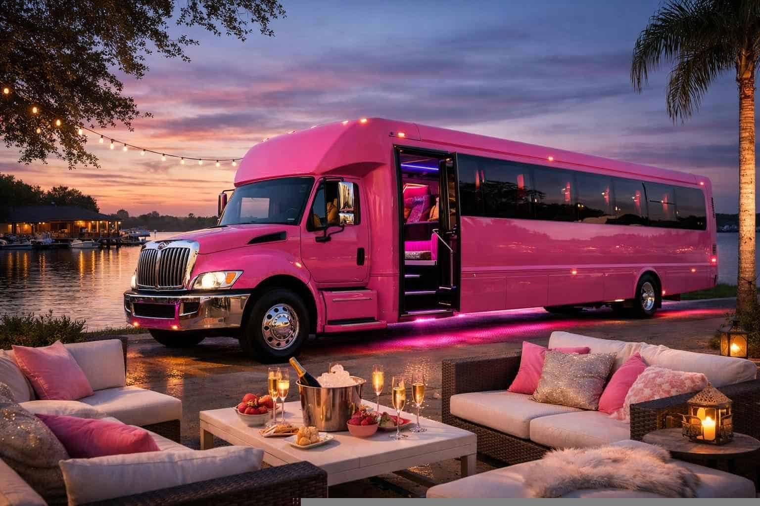 Little Elm Texas Pink Party Bus Rental