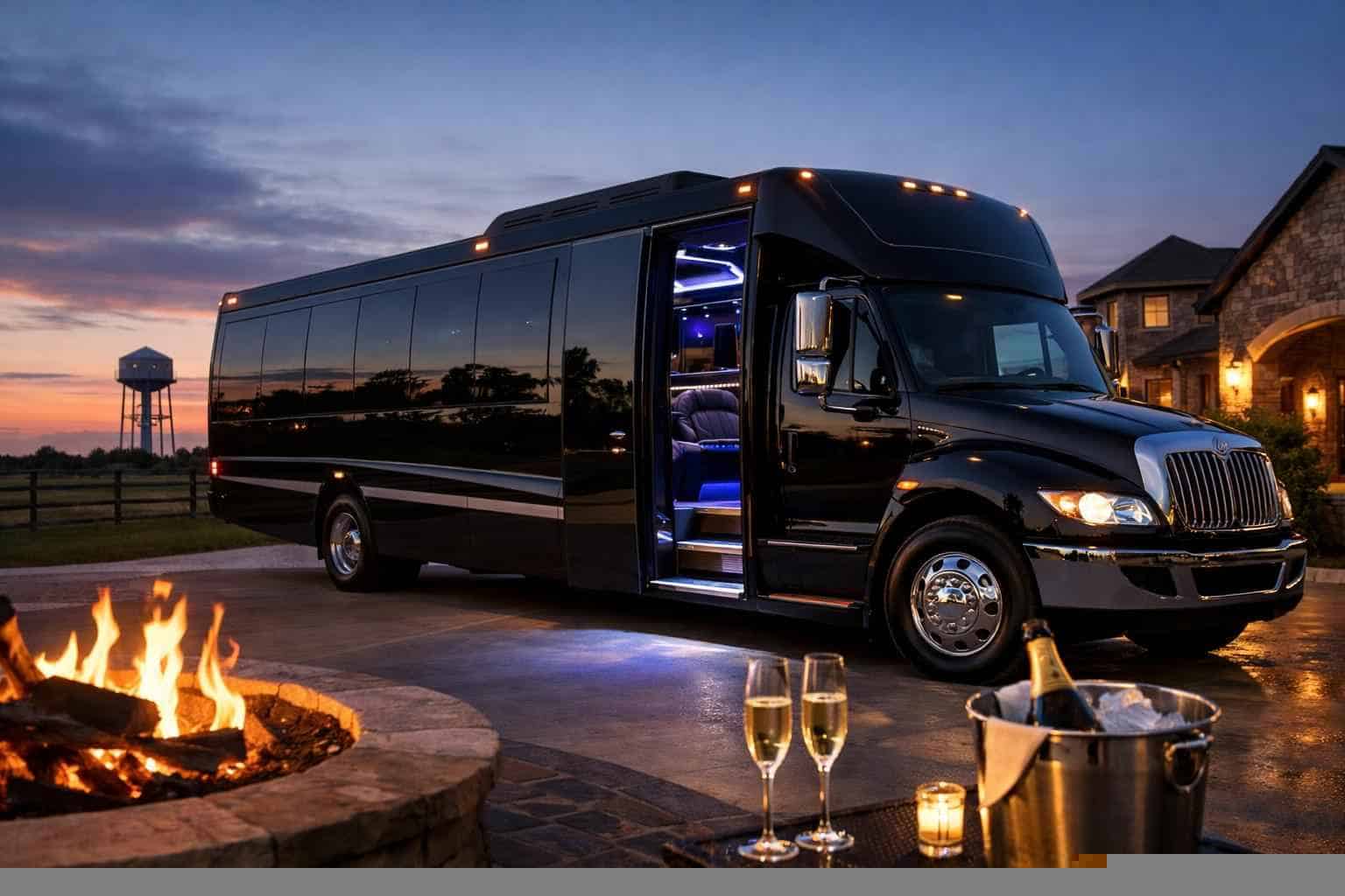 Luxury Black Party Bus Rental in Celina Texas
