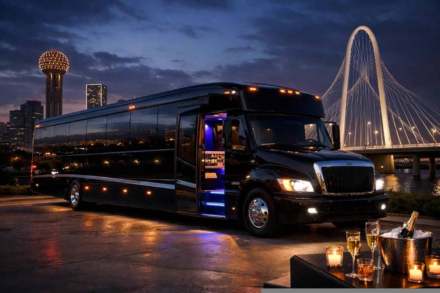 Luxury Black Party Bus Rental in DeSoto Texas