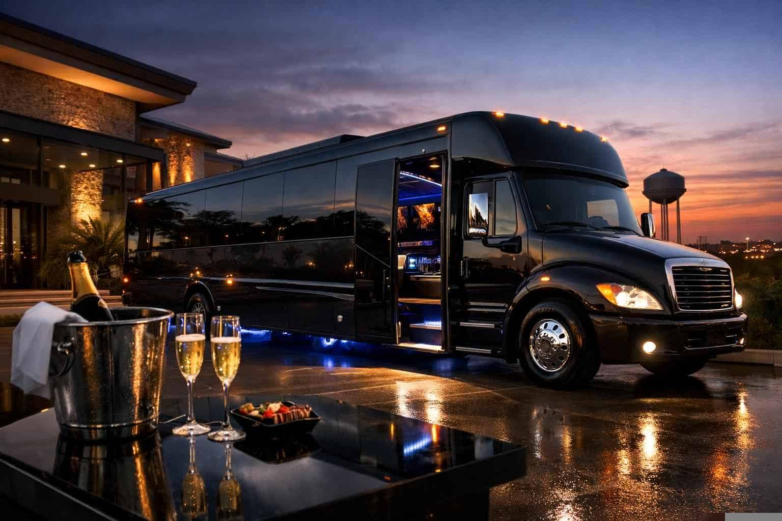 Luxury Black Party Bus Rental in Grand Prairie Texas