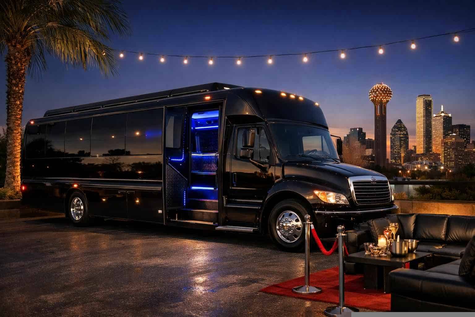 Luxury Black Party Bus Rental in Lancaster Texas