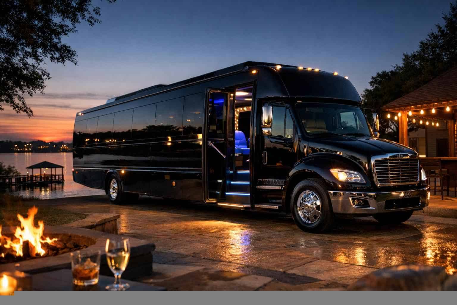 Luxury Black Party Bus Rental in Little Elm Texas