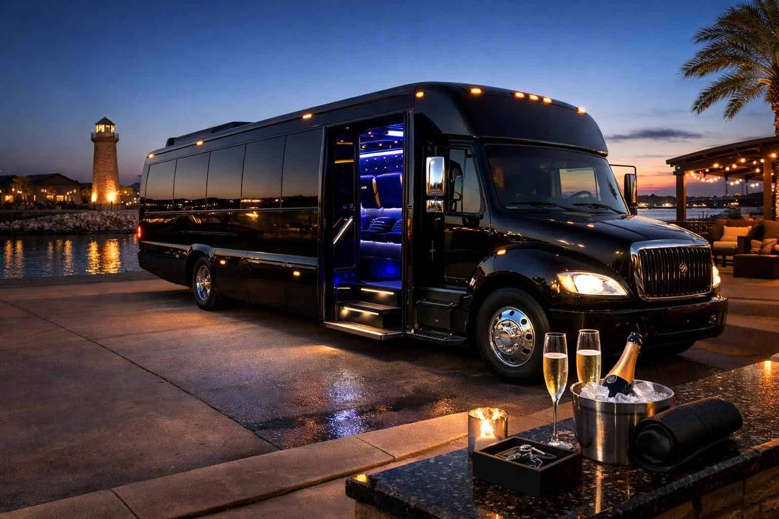 Luxury Black Party Bus Rental in Rockwall Texas