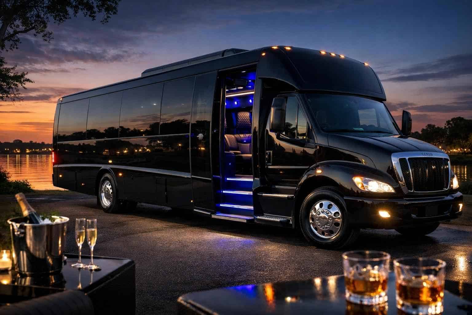 Luxury Black Party Bus Rental in Wylie Texas
