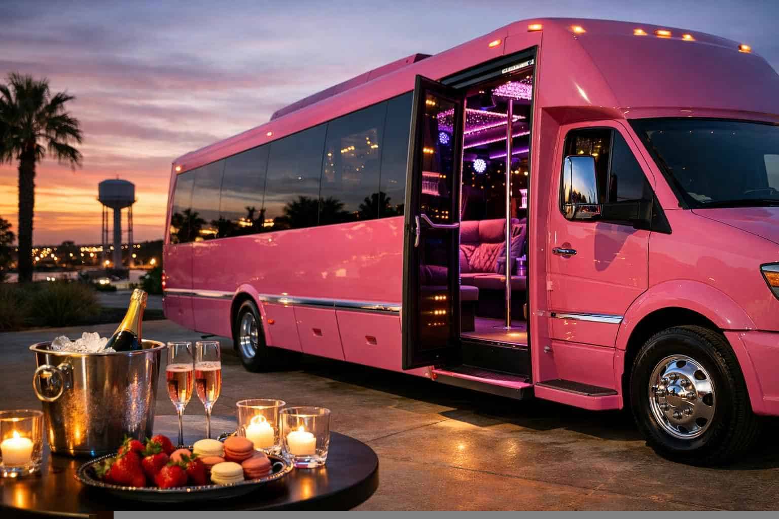 Luxury Pink Party Bus Rental in Balch Springs Texas